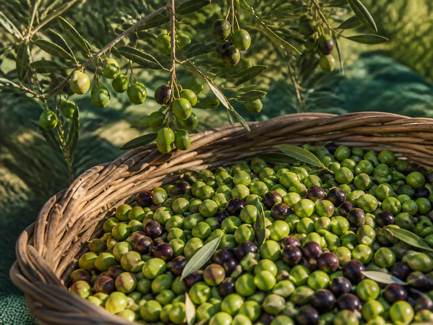 Raccolta delle olive Coratina in Puglia per l'olio extravergine spremuto a freddo